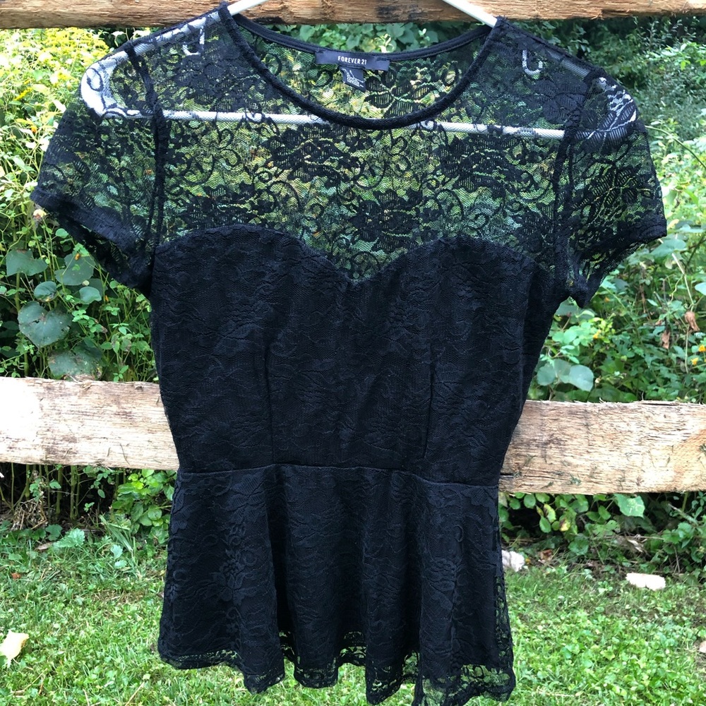 Forever 21 Black Peplum Top